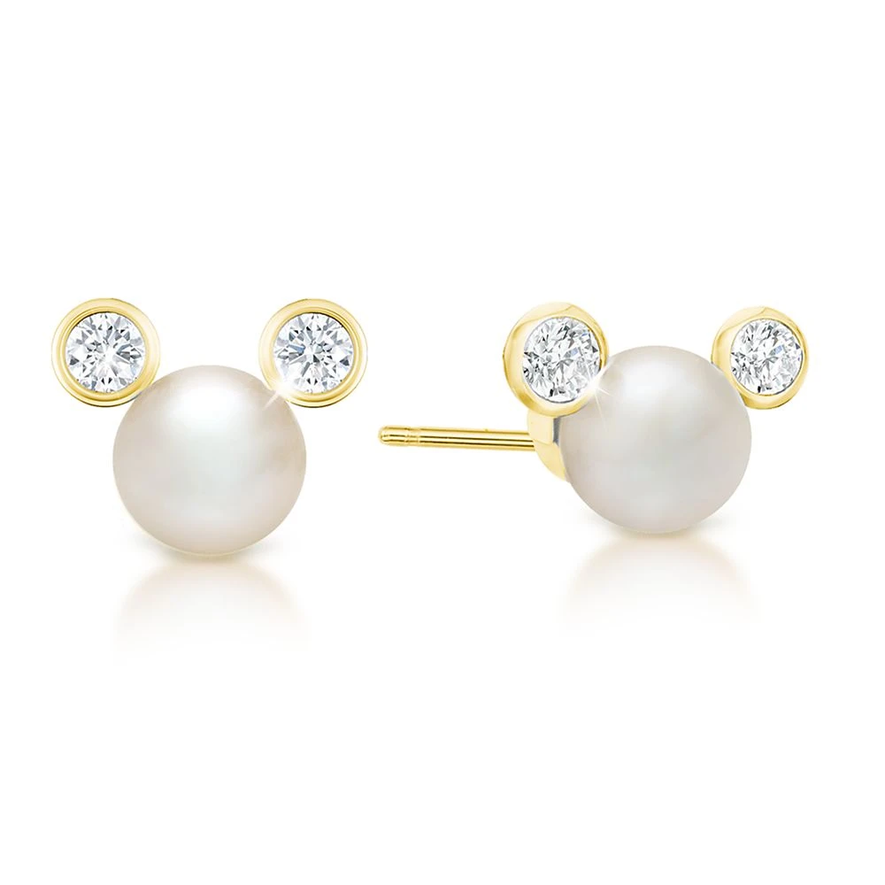 Disney Mickey Mouse Pearl Earrings By CRISLU β Yellow Gold
